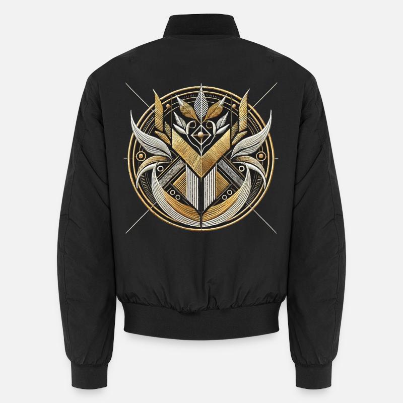 Geometric Tribal Emblem Design - Unisex Bomber Jacket - black