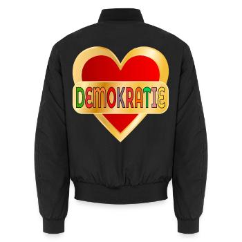 DEMOKRATIE WÄHLEN HERZ - Unisex Bomberjacke - Schwarz - Hinten - AI Model Male 185 light (185cm)