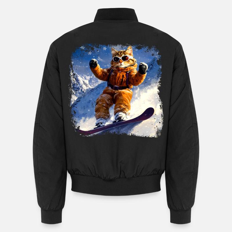 Cat Snowboard - Unisex Bomber Jacket - black