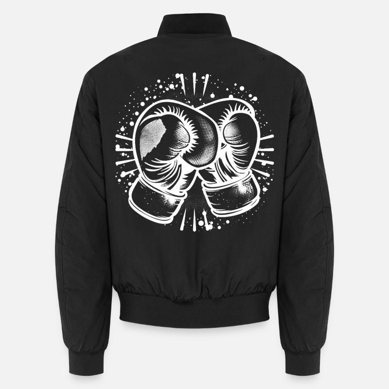Boxing Gloves Drawing - Unisex Bomber Jacket - black