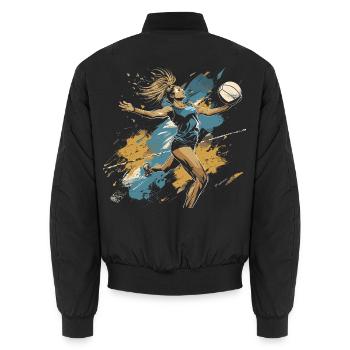 Volleyball player graffiti - Unisex Bomber Jacket - black - Back - AI Model Male 185 light (185cm)