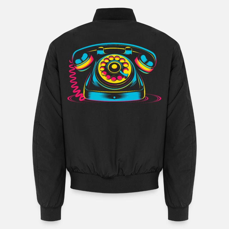 Retro Phone 80s - Unisex Bomber Jacket - black