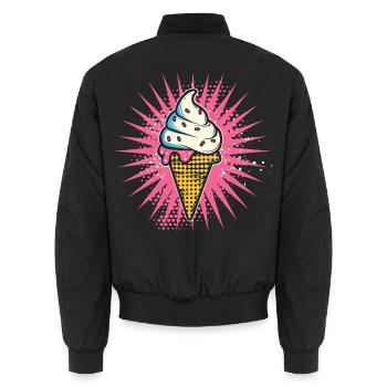 Cream Cartoon Look - Unisex Bomber Jacket - black - Back - AI Model Male 185 light (185cm)