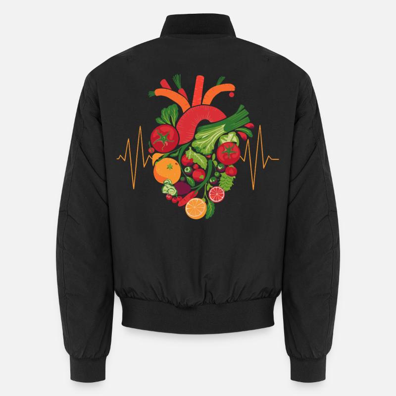 Gesundes Herz Obst & Veggie Art - Unisex Bomberjacke - Schwarz