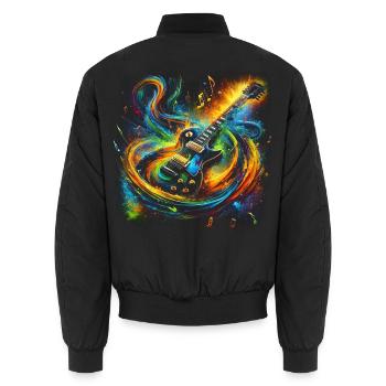 Farbenfroher Gitarrenausdruck - Unisex Bomberjacke - Schwarz - Hinten - AI Model Male 185 light (185cm)