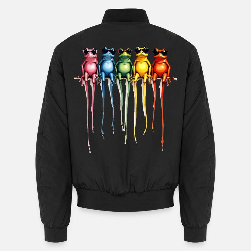 Cool Rainbow Frogs - Unisex Bomber Jacket - black