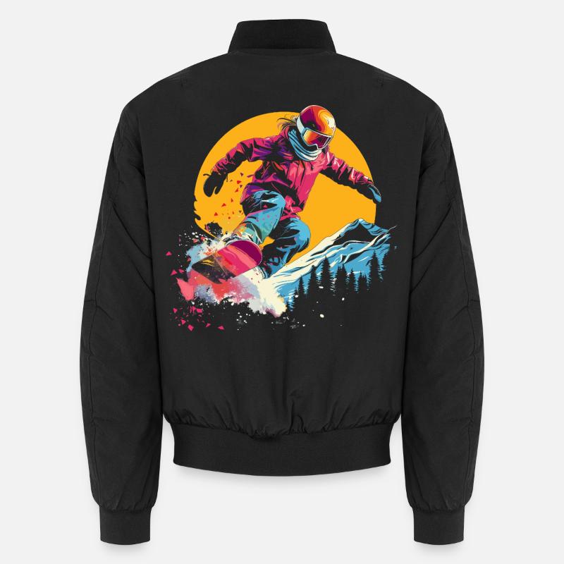 Snowboarder Synthwave - Unisex Bomberjacke - Schwarz