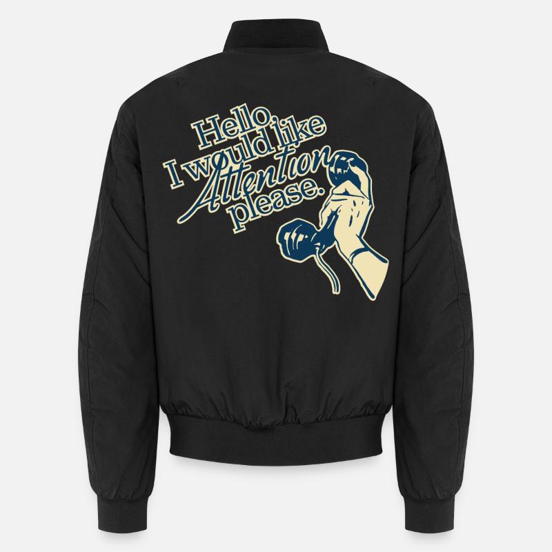 Hello, I Need Attention – Retro Statement - Unisex Bomberjacke - Schwarz