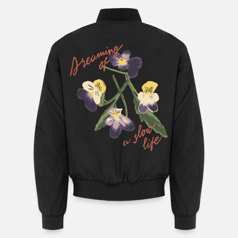 Illustration de fleur à vie lente - Bomber unisexe - noir
