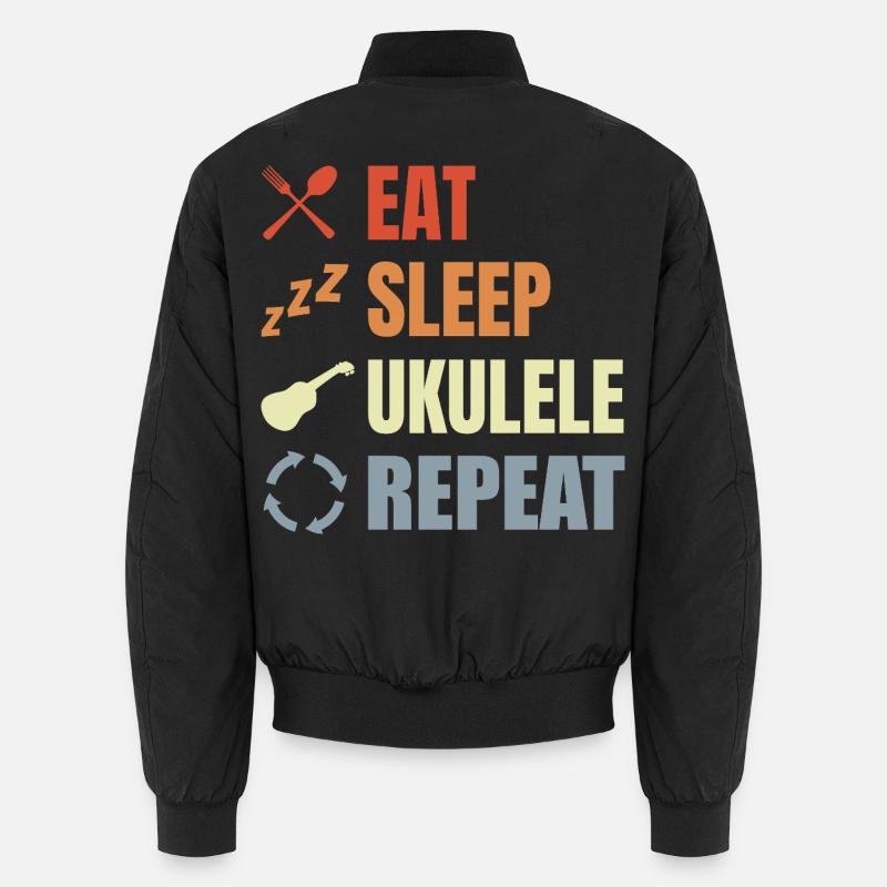 Manger dormir ukulélé répéter - Bomber unisexe - noir