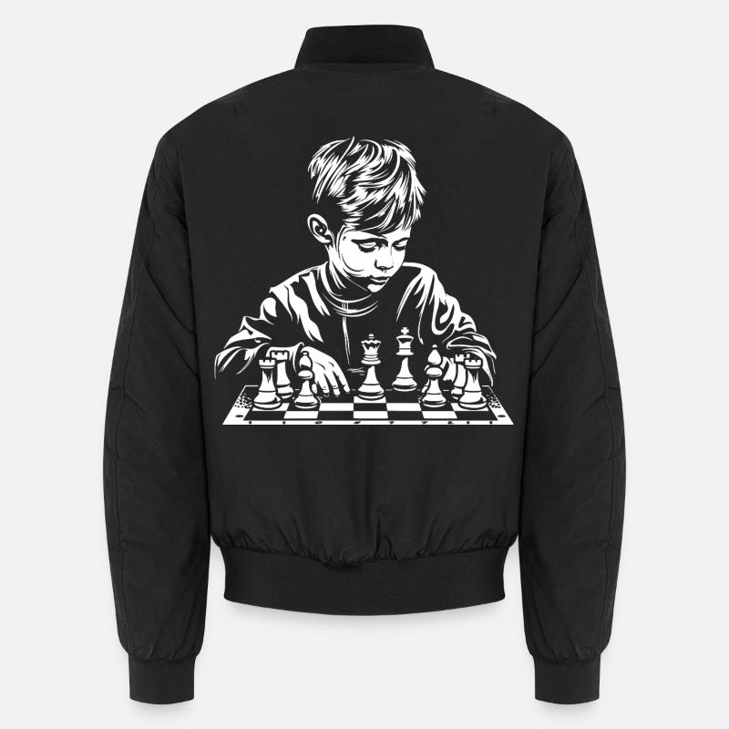 Schachjunge Skizze - Unisex Bomberjacke - Schwarz