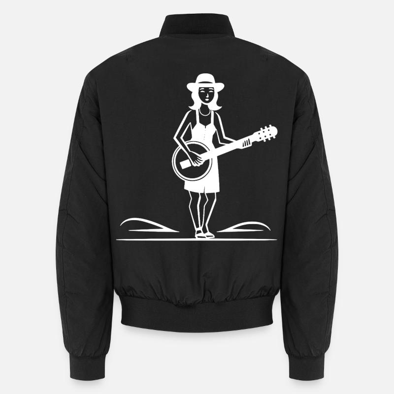 Banjo Player Sketch - Unisex Bomber Jacket - black