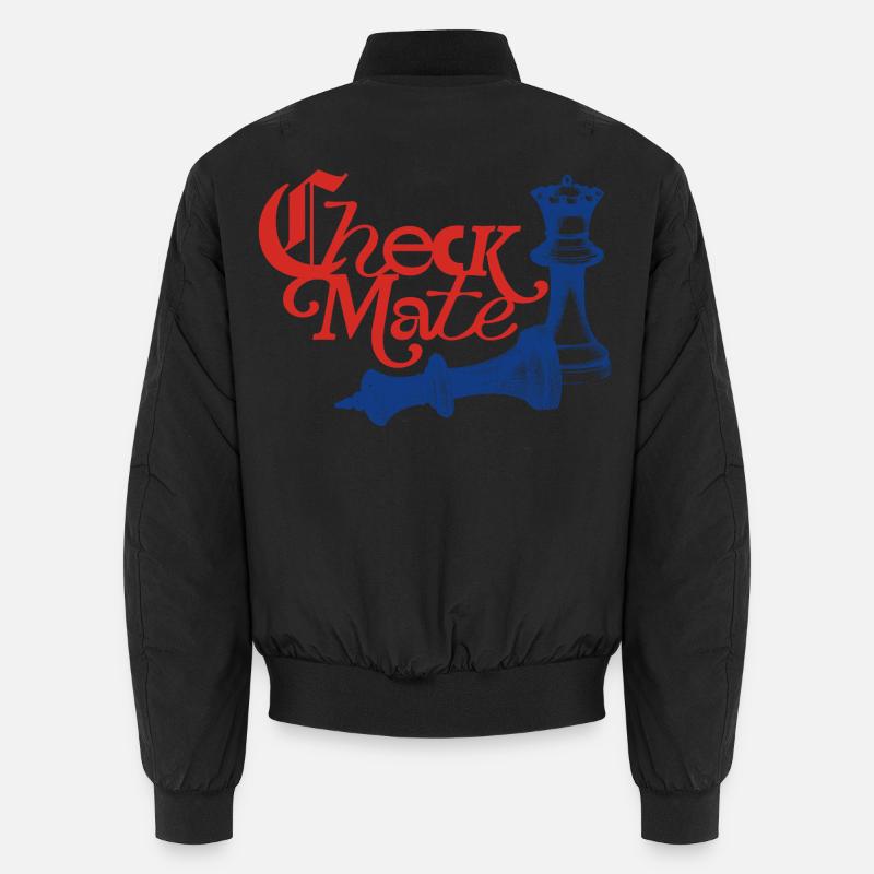 Check Mate Statement - Unisex Bomber Jacket - black