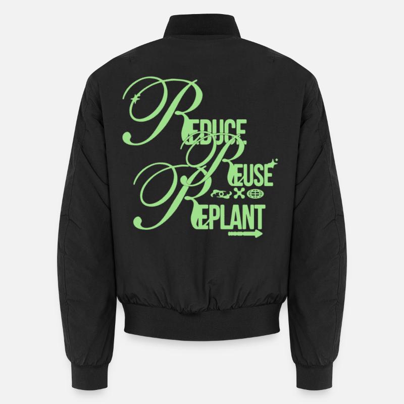 Message écologique – Réduire, Réutiliser, Replanter - Bomber unisexe - noir