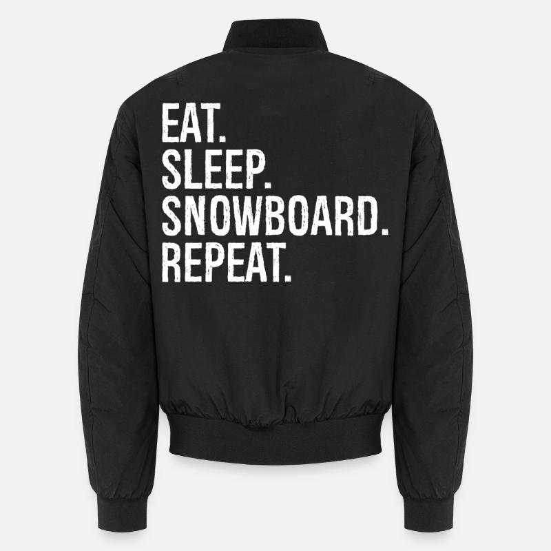 Eat Sleep Snowboard Répéter - Bomber unisexe - noir