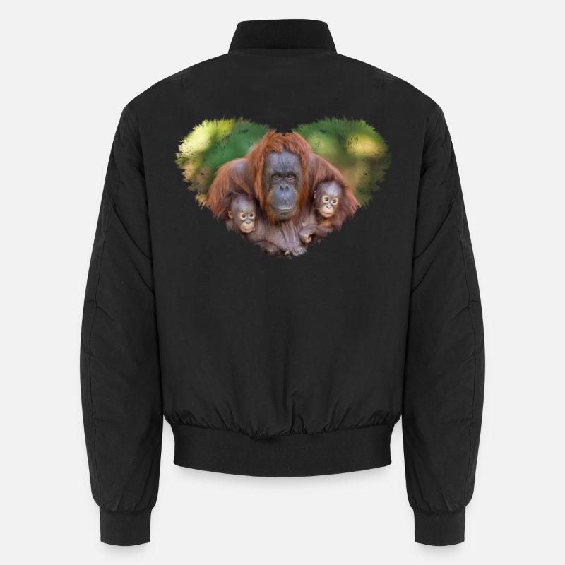 Orang-Utan-Mutter passt auf zwei Babys auf Unisex Bomberjacke