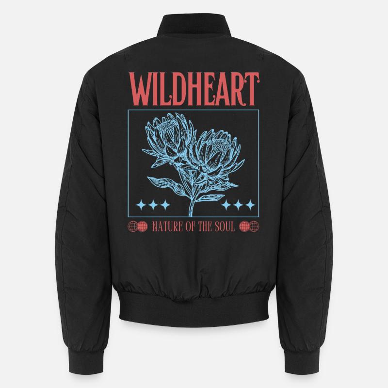 Wildheart – Nature Inspired Floral Statement - Unisex Bomber Jacket - black
