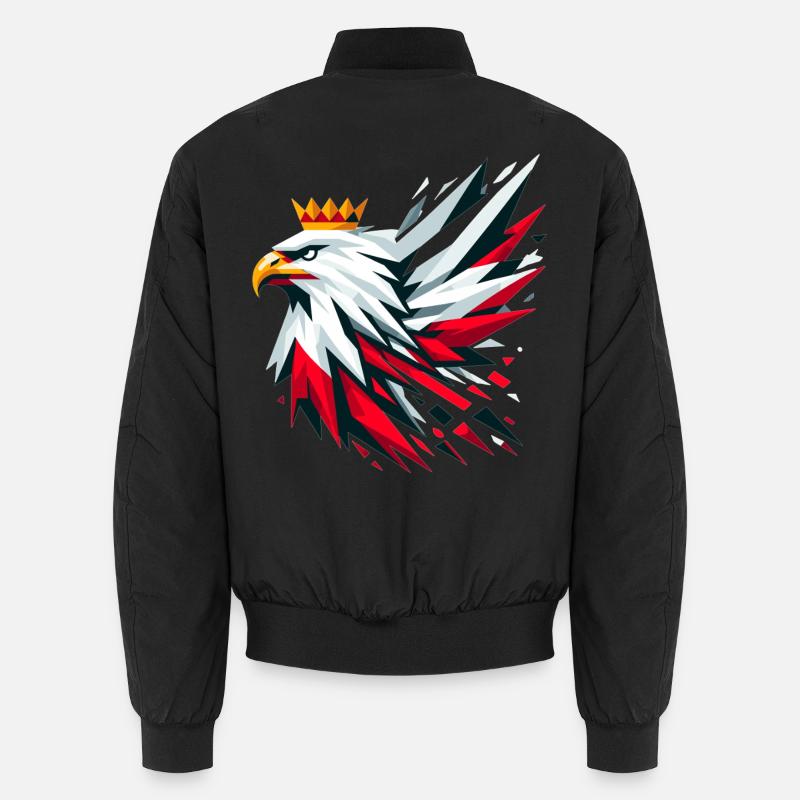 Poland Polska Eagle Flag Flag Geometry Gift - Unisex Bomber Jacket - black