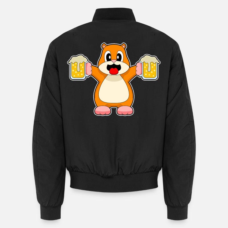 Hamster Bier - Unisex Bomberjacke - Schwarz