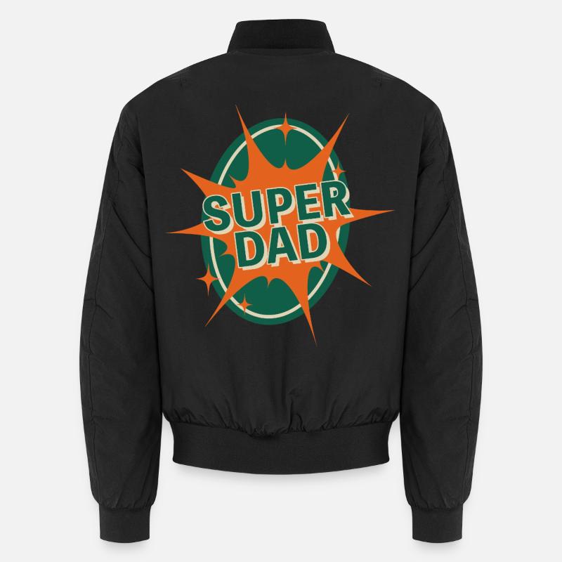 Super Dad Comic Style Design - Unisex Bomber Jacket - black