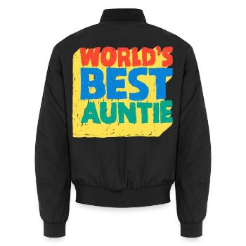 World's Best Auntie Pop-Design - Unisex Bomberjacke - Schwarz - Hinten - AI Model Male 185 light (185cm)
