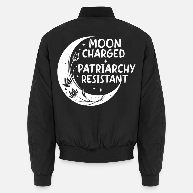 Moon charged, patriarchy resistant - Unisex Bomber Jacket - black