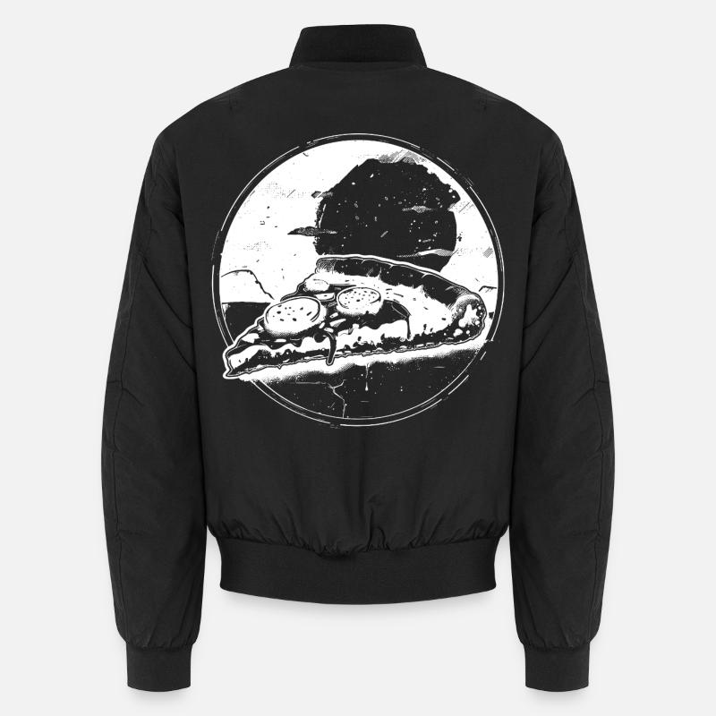 Pizza Piece Drawing - Unisex Bomber Jacket - black
