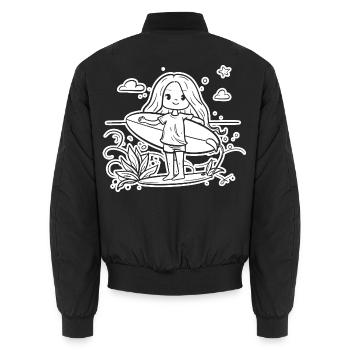 Surferin Mädchen Cartoon - Unisex Bomberjacke - Schwarz - Hinten - AI Model Male 185 light (185cm)