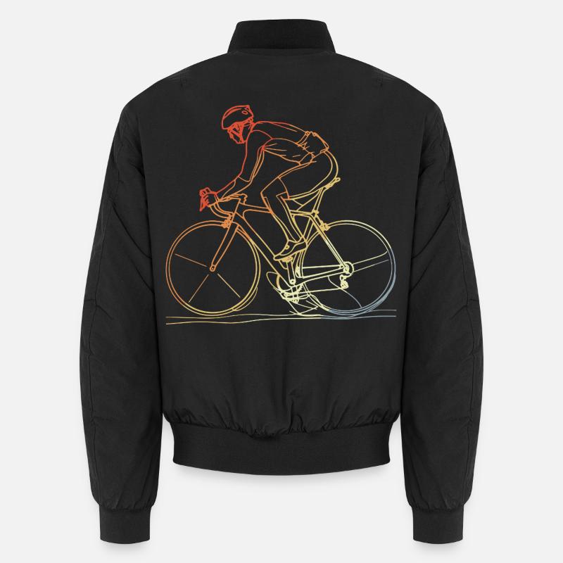 Cyclist Line Art Retro - Unisex Bomber Jacket - black