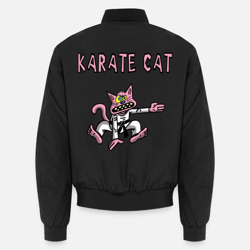 Karaté et chat rose - Bomber unisexe - noir