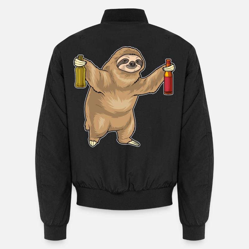 Faultier Flasche Bier - Unisex Bomberjacke - Schwarz
