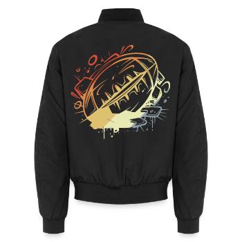 Rugby Ball Vintage Look - Unisex Bomber Jacket - black - Back - AI Model Male 185 light (185cm)
