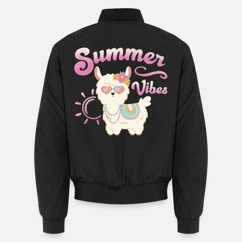 Lama Alpaga d’été - Summer Vibes - Bomber unisexe - noir