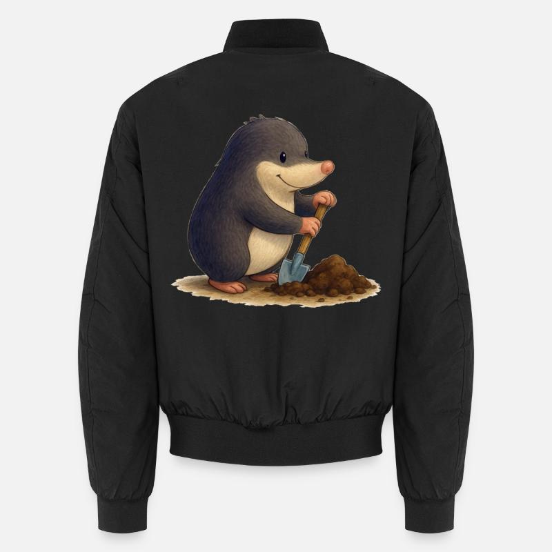 Industrious Mole with Shovel Unisex Bomber Jacket