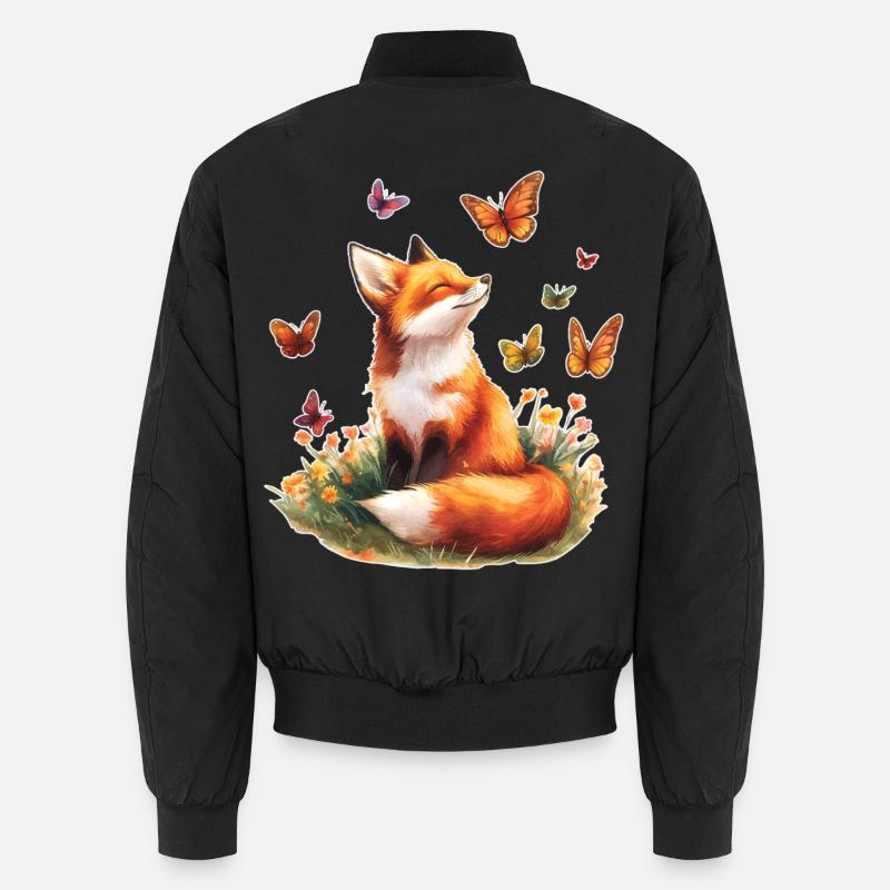 Renard avec des papillons Bomber unisexe