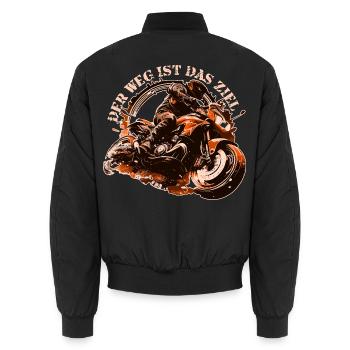 Adrenalin Motorradfahrer Zitat Biker Motorrad - Unisex Bomberjacke - Schwarz - Hinten - AI Model Male 185 light (185cm)