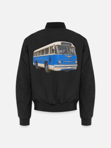 Old blue bus - Unisex Bomber Jacket - black