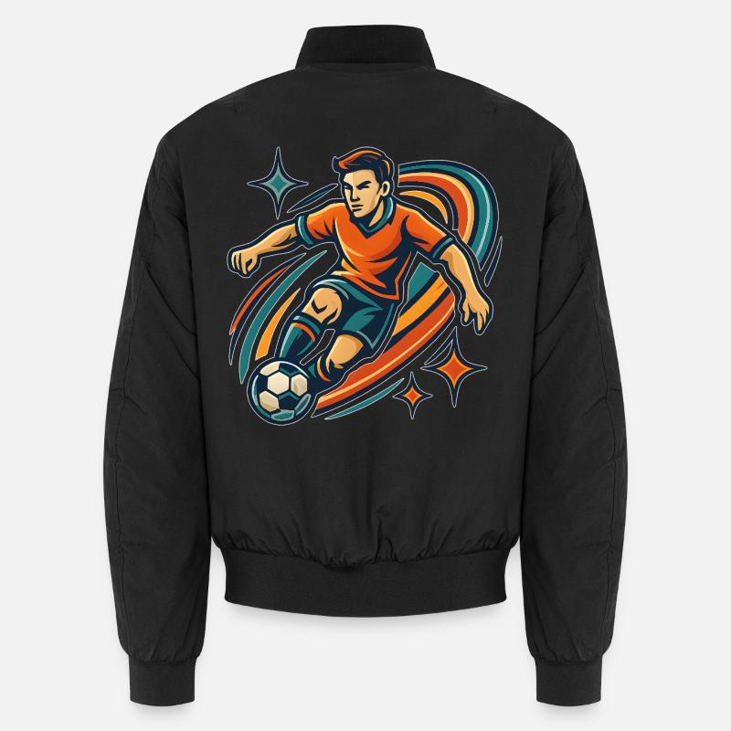 Dynamic Soccer Player Standing Design Unisex Bomber Jacket