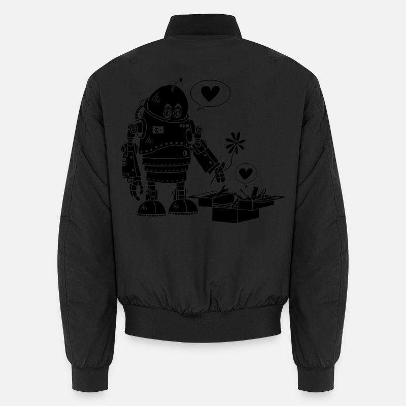Robot Lovers (Schwarz) Unisex Bomberjacke