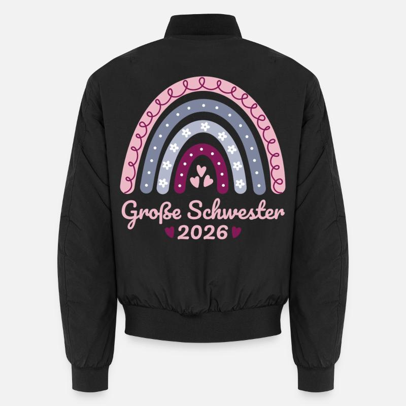 Große Schwester 2026 Regenbogen - Unisex Bomberjacke - Schwarz