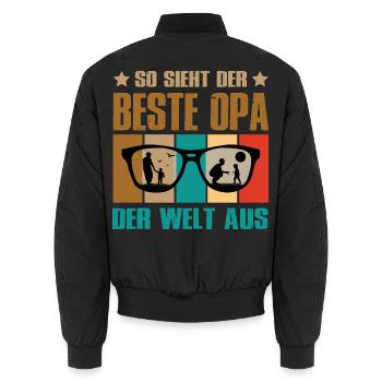 So sieht der beste Opa der Welt aus Brille Retro - Unisex Bomberjacke - Schwarz - Hinten - AI Model Male 185 light (185cm)