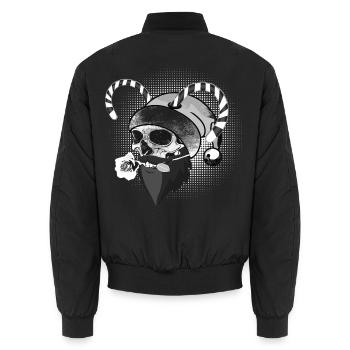 Crâne de Père Noël noir avec rose et cornes - Bomber unisexe - noir - Dos - AI Model Male 185 light (185cm)