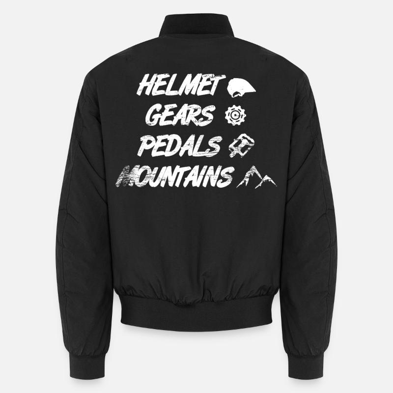 Helmet Gears Pedals Mountains - Unisex Bomber Jacket - black