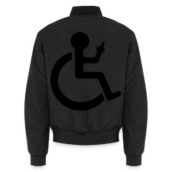 Rollstuhlfahrer mit klarer Meinung # - Unisex Bomberjacke - Schwarz - Hinten - AI Model Male 185 light (185cm)