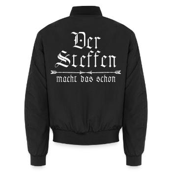 Steffen le fait déjà - Bomber unisexe - noir - Dos - AI Model Male 185 light (185cm)