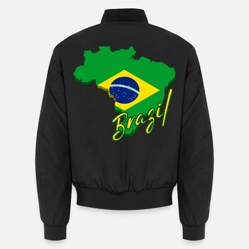 Carte du Brésil, drapeau du Brésil - Bomber unisexe - noir