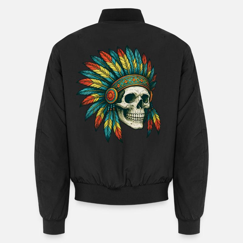 Eingeborener Stamm Schädel Illustration - Unisex Bomberjacke - Schwarz