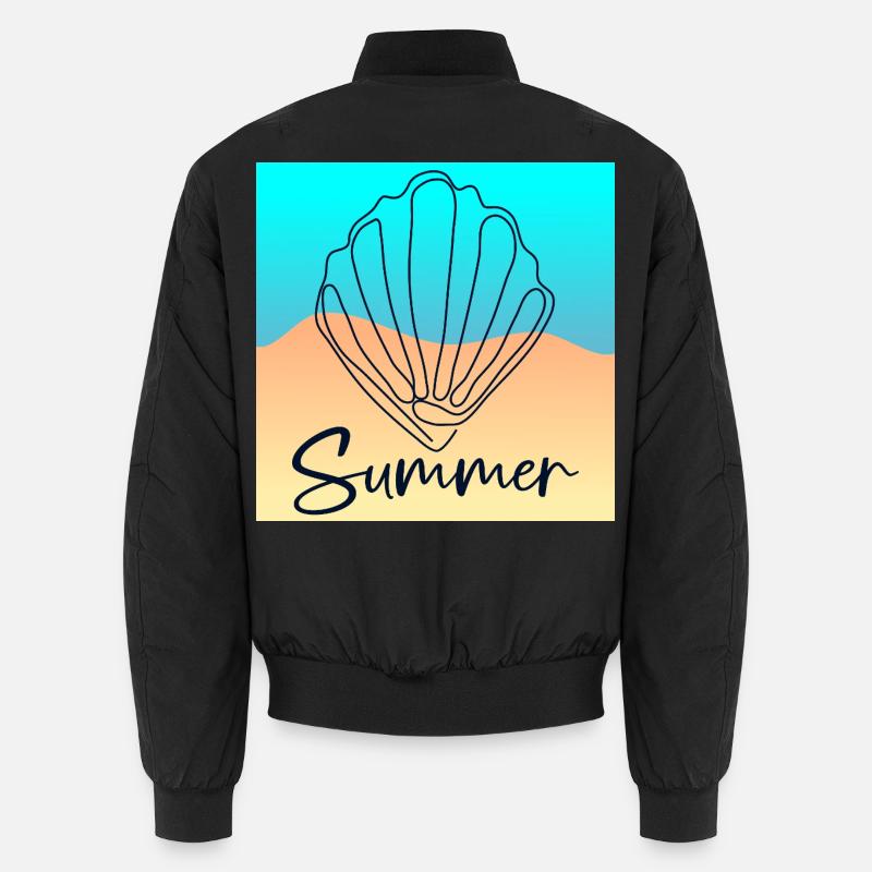 Line Art Seashell - Summer Beach - Unisex Bomber Jacket - black
