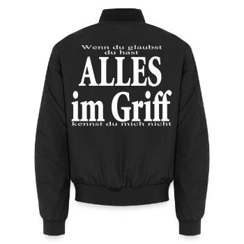 Do you think - you've got everything under control - Unisex Bomber Jacket - black - Back - AI Model Male 185 light (185cm)