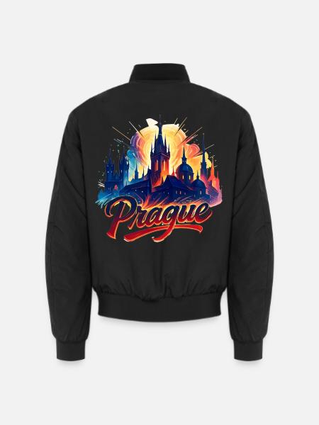 Prag Hauptstadt Tschechien Silhouette Geschenk - Unisex Bomberjacke - Schwarz